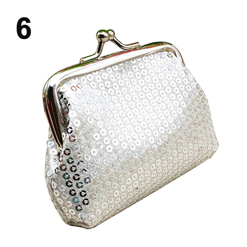 Fashion Women Sequins Buckle Mini Change Coin Purse Clutch Handy Wallet Bag