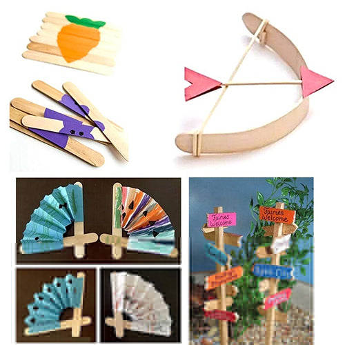 Kids Child Natural Multi-Color Wooden Popsicle Sticks DIY Crafts Puzzle Toy Gift