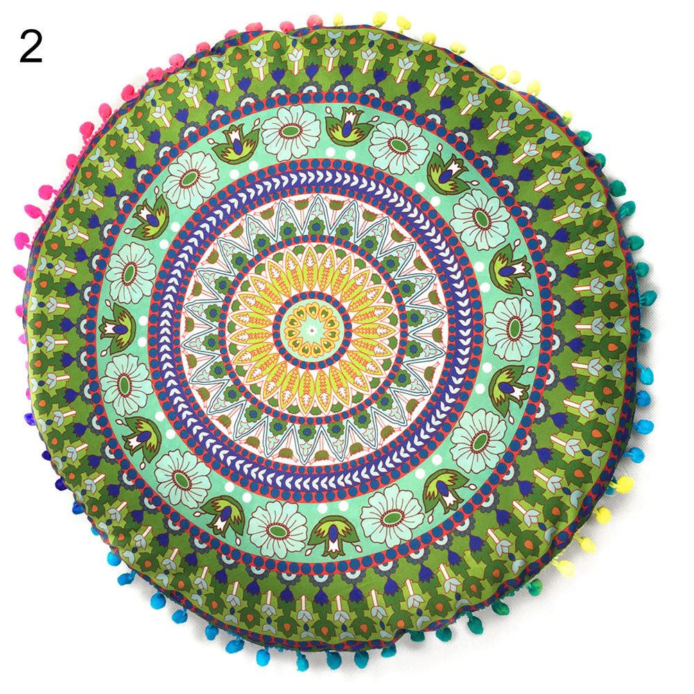 Indian Mandala Floor Round Pillow Case Meditation Boho Cushion Cover Decoration