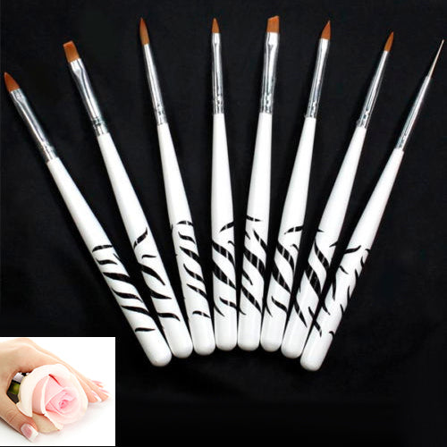 8PCS Zebra Nail Art Dotting Manicure Painting Drawing Polish Brush Pen Tools