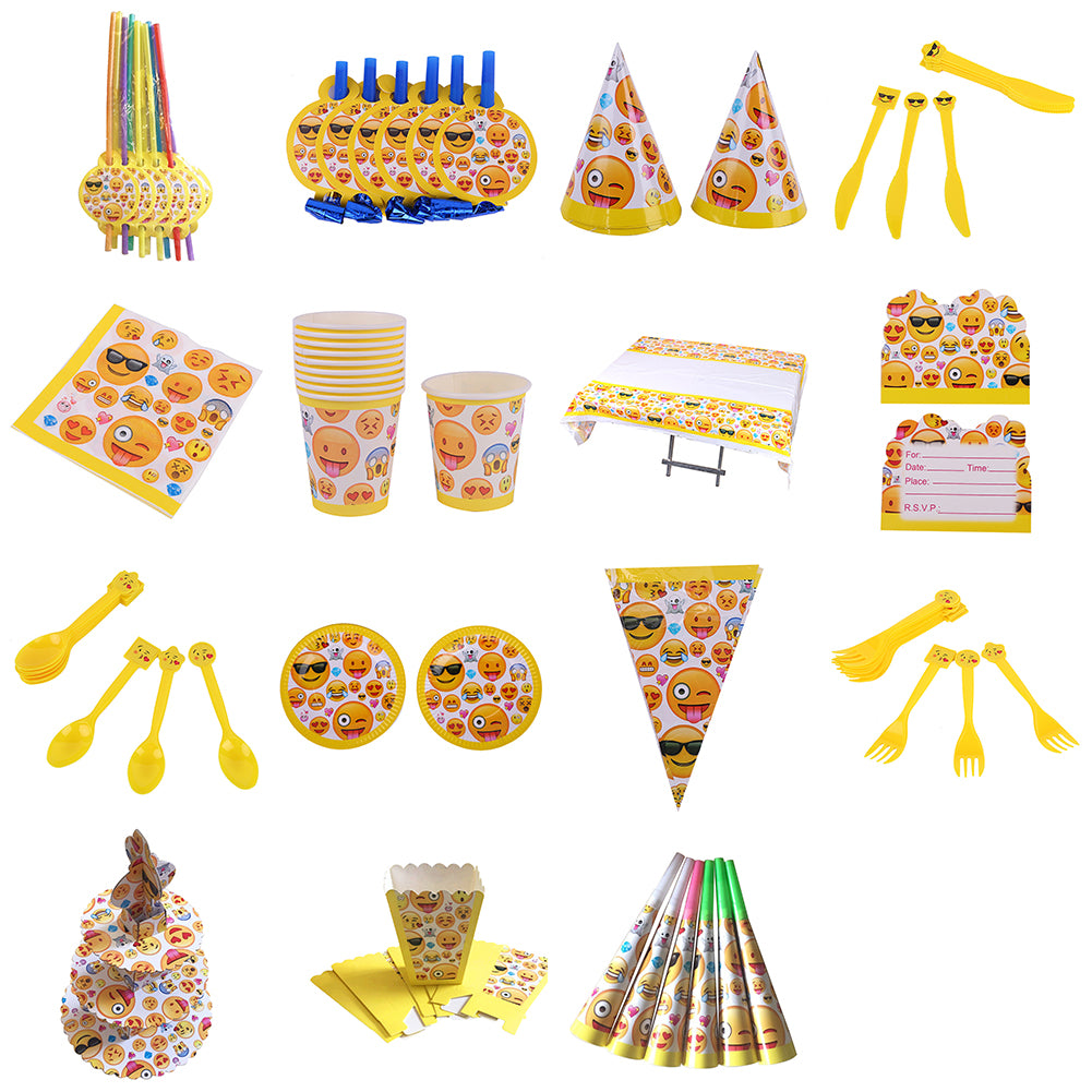 Cute Emoji Smile Cry Baby Kids Birthday Party Event Decoration Supplies Set