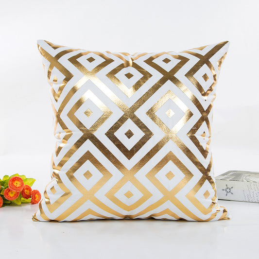 Gold Foil Printing Pillow Case Sofa Waist Throw Cushion Cover Home Decor