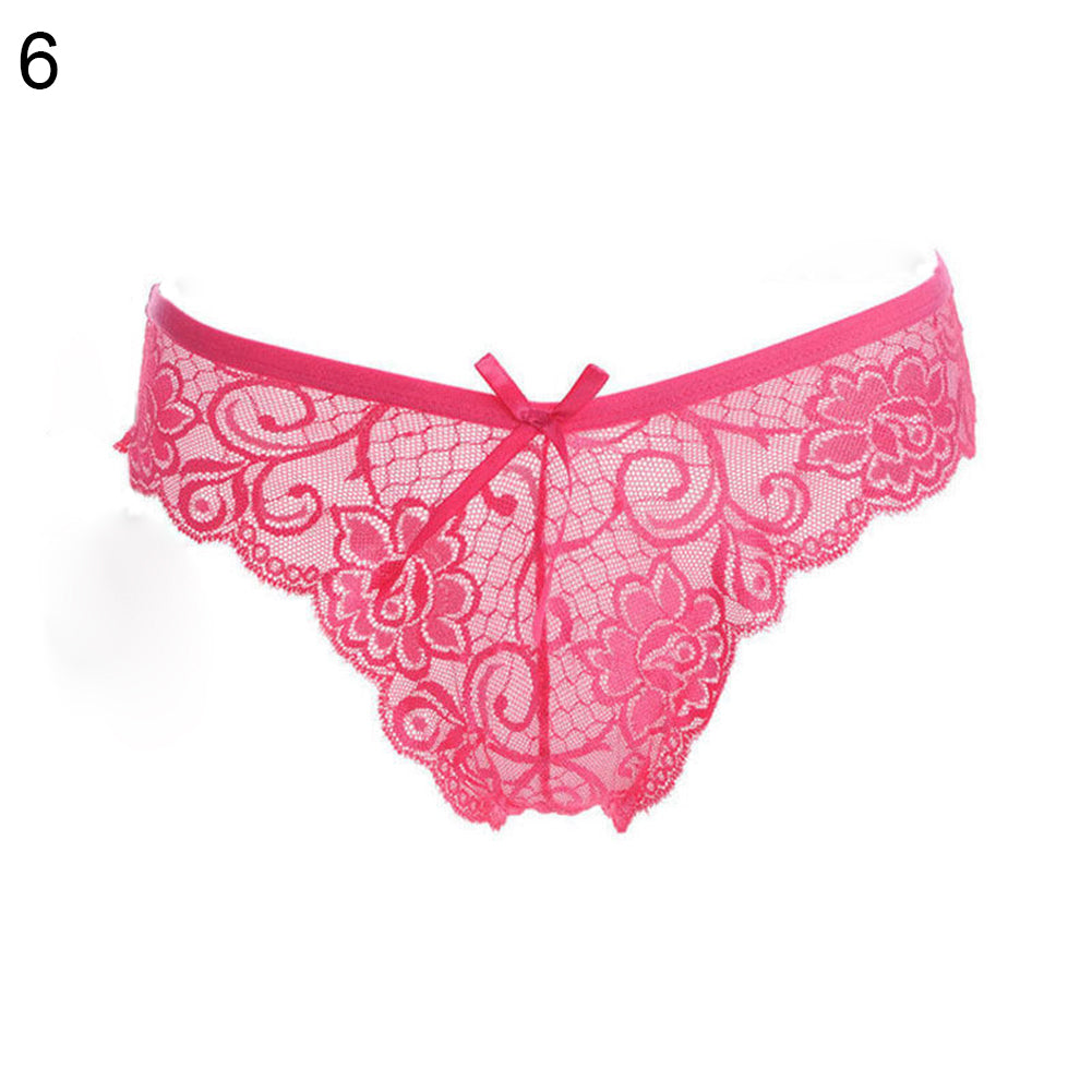 Women Sexy Lace See-through V-string Briefs Panties Thongs G-string Underwear