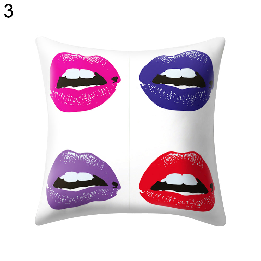 Hot Sexy Lips Print Square Throw Pillow Cover Cushion Case Car Home Sofa Decor