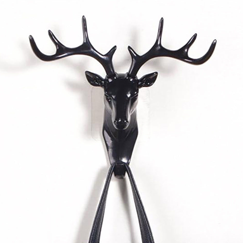 Fashion Deer Head Antlers Self Adhesive Keys Hat Holder Wall Door Hook Hanger