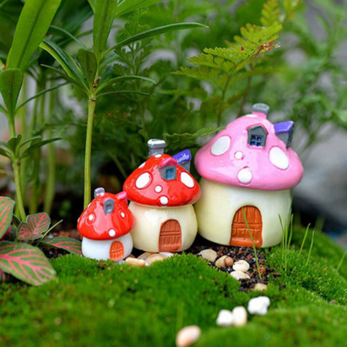 3 Sizes Mushroom Miniature Garden Ornament DIY Craft Pot Fairy Dollhouse Decor