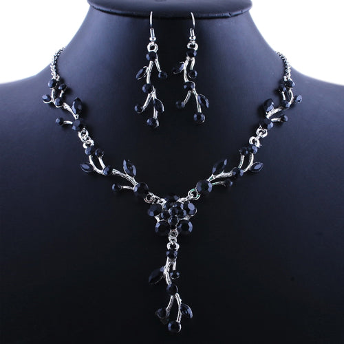 Bride's Flower Rhinestone Alloy Choker Necklace Earrings Jewelry Wedding Party Set