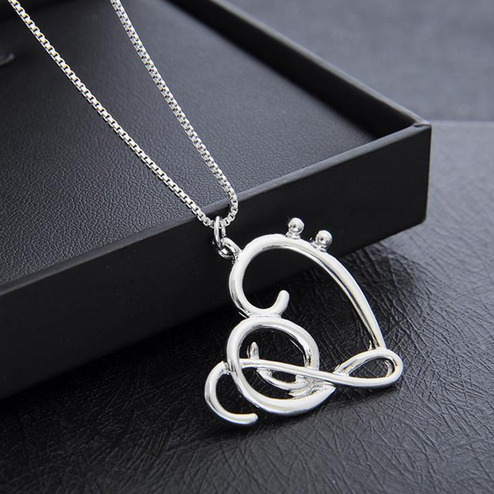 Fashion Women Simple Musical Note Heart Pendant Box Chain Necklace Jewelry Gift