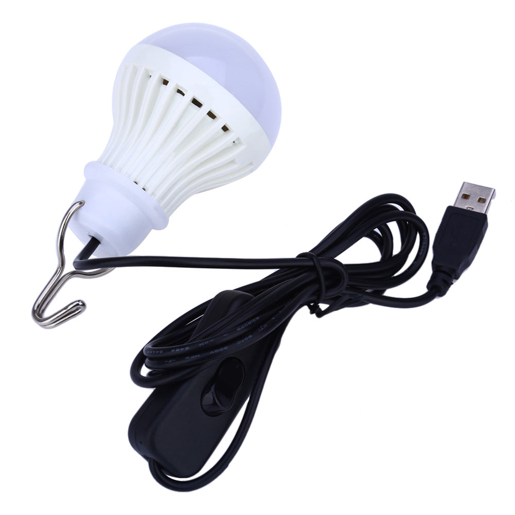 Portable 5W 5V USB LED Light Bulb Home Emergency Outdoor Camping Switch Lamp