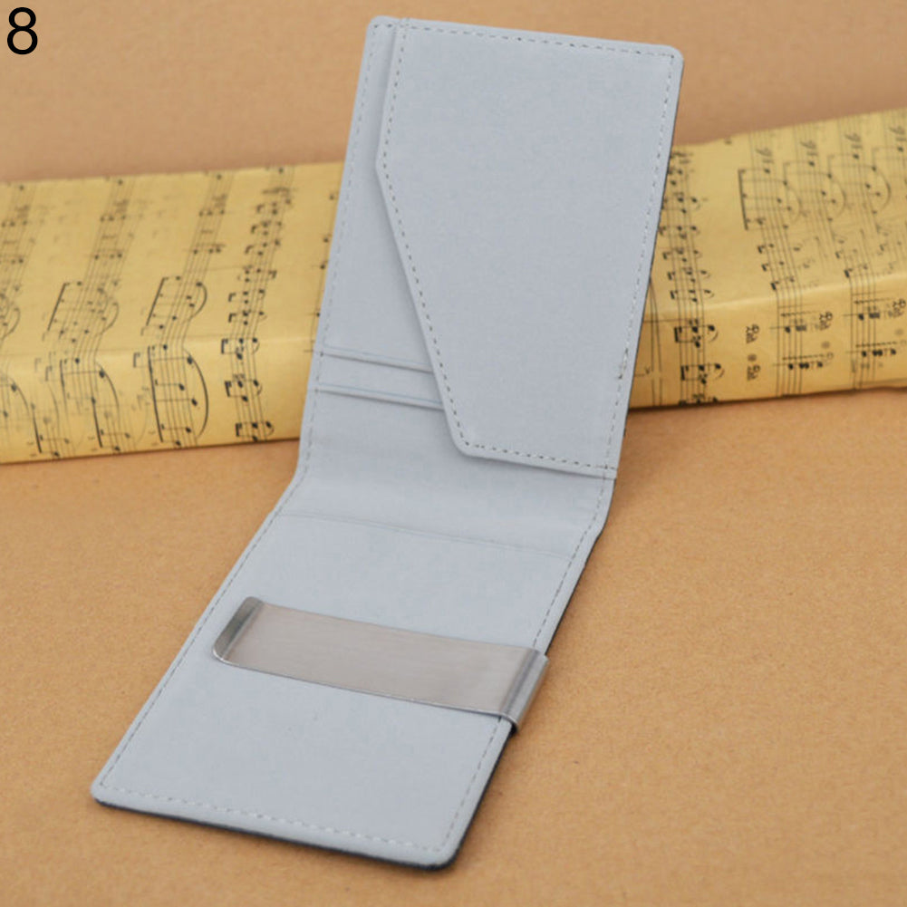 Men's Faux Leather Money Clip Slim Wallet ID Credit Card Storage Holder Purse