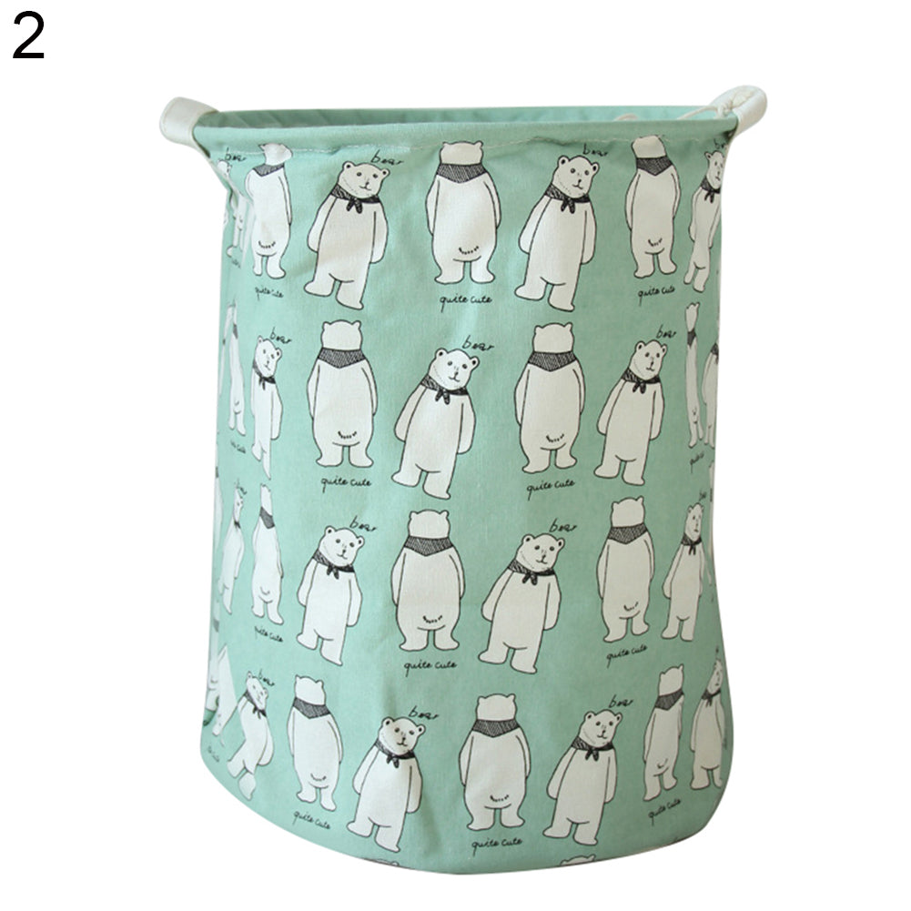 Cartoon Pattern Laundry Basket Home Washing Sorter Hamper Cotton Storage Bag