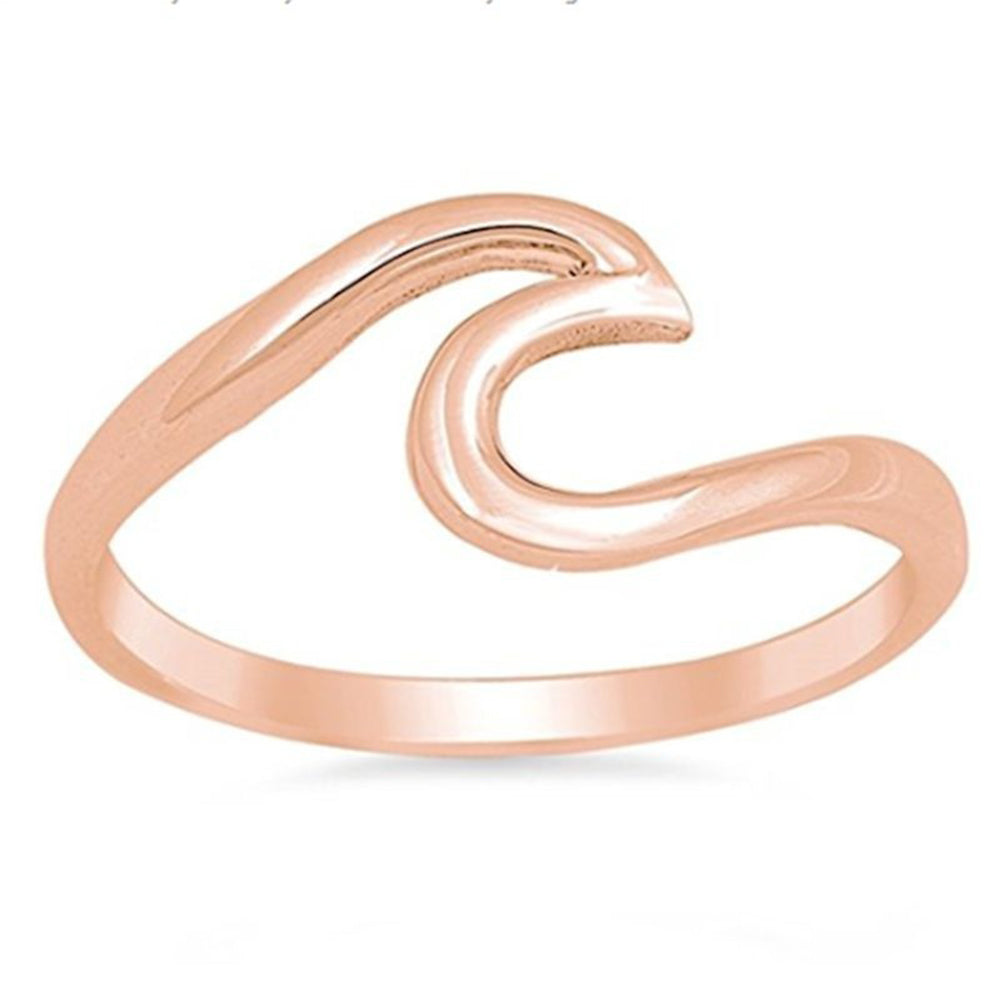 Women Fashion Wave Ring Simple Design Stainless Steel Wedding Finger Jewelry