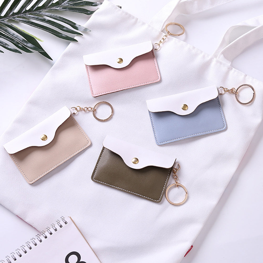 Lovely Faux Leather Women Girls Coin Purse Card Bag Mini Wallet with Keyring