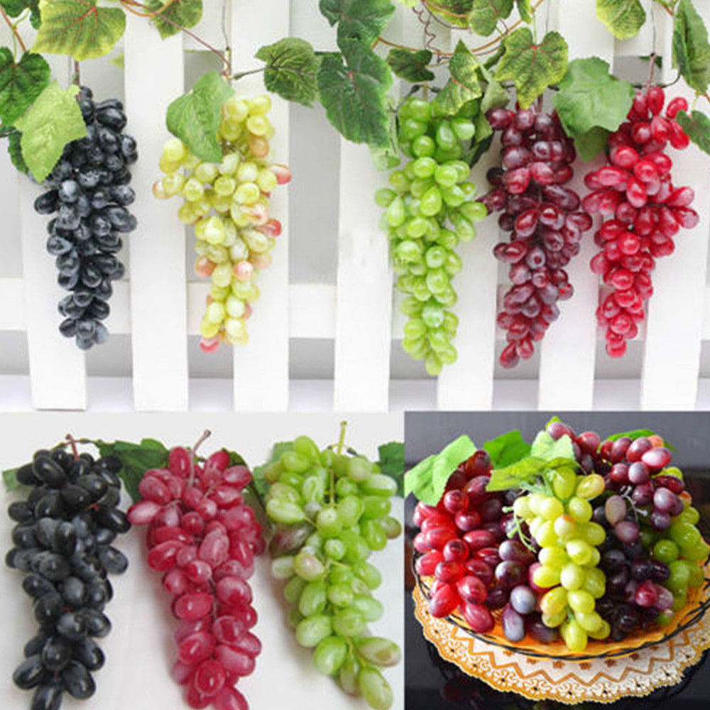 36 Pcs in 1 Bunch Artificial Plastic Grapes Lifelike Fake Fruit Food Home Decor