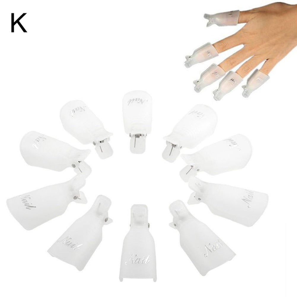 10Pcs Plastic Nail Soak Off UV Gel Art Polish Remover Wrap Gelish Clip Caps