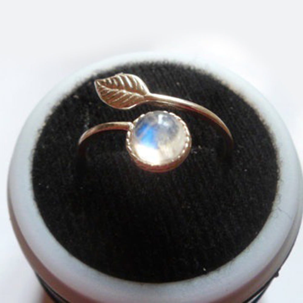 Unique Adjustable Leaf Rhinestone Open Rings Bride Wedding Jewelry Finger Gifts