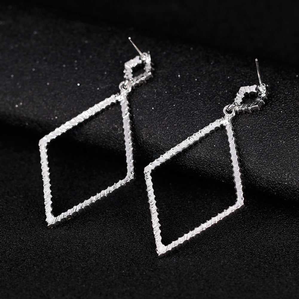 Women Fashion Glitter Rhinestones Rhombus Drop Dangle Earrings Jewelry Gifts