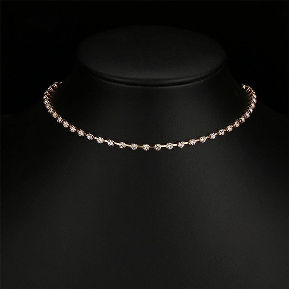 Fashion Women Shiny Rhinestones Collar Choker Necklace Wedding Party Jewelry