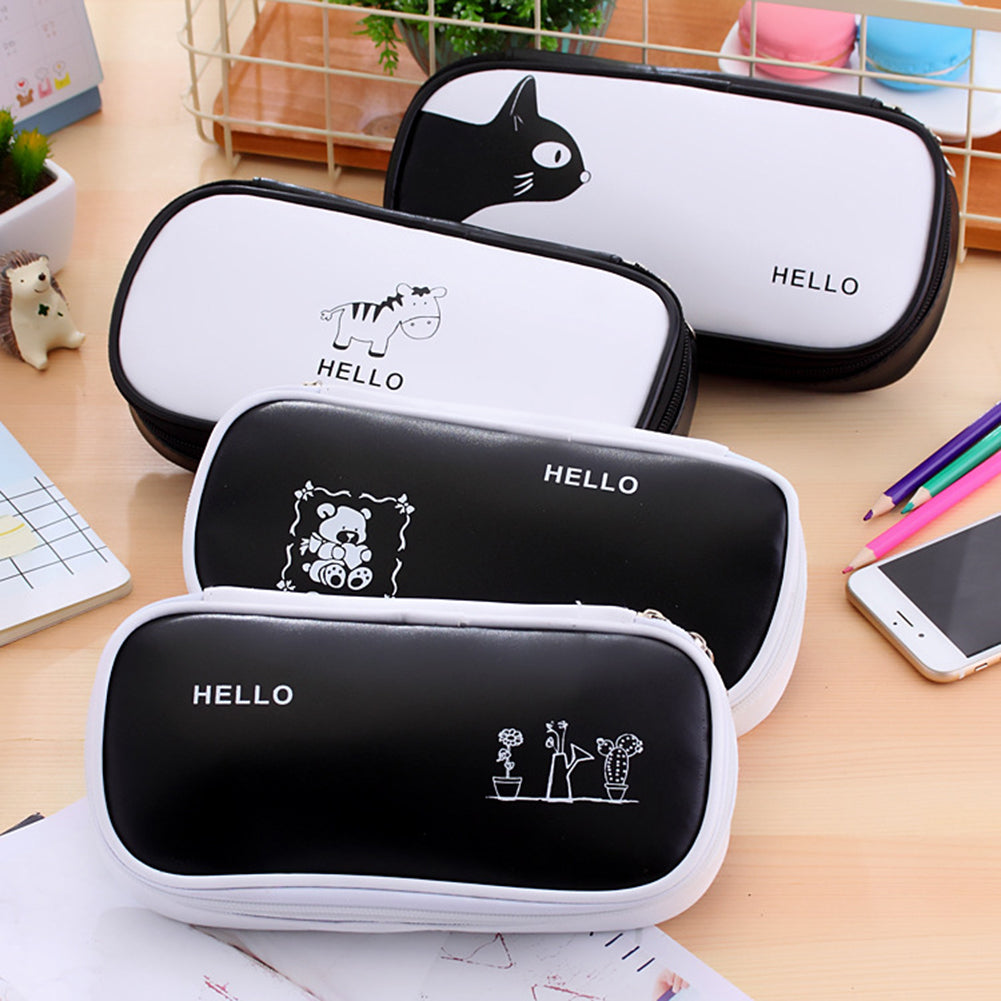 Animal Plant Large Capacity Pen Pouch Pencil Case Stationery Storage Bag Box