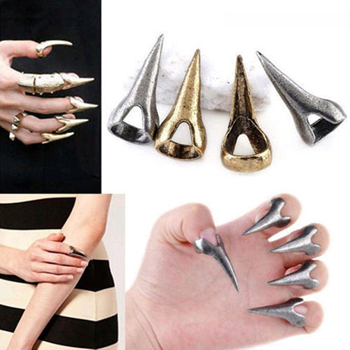 5 Pcs Retro Punk Talon Rings Nail Decor Sharp Alloy Finger Claw Knuckle Ring Set