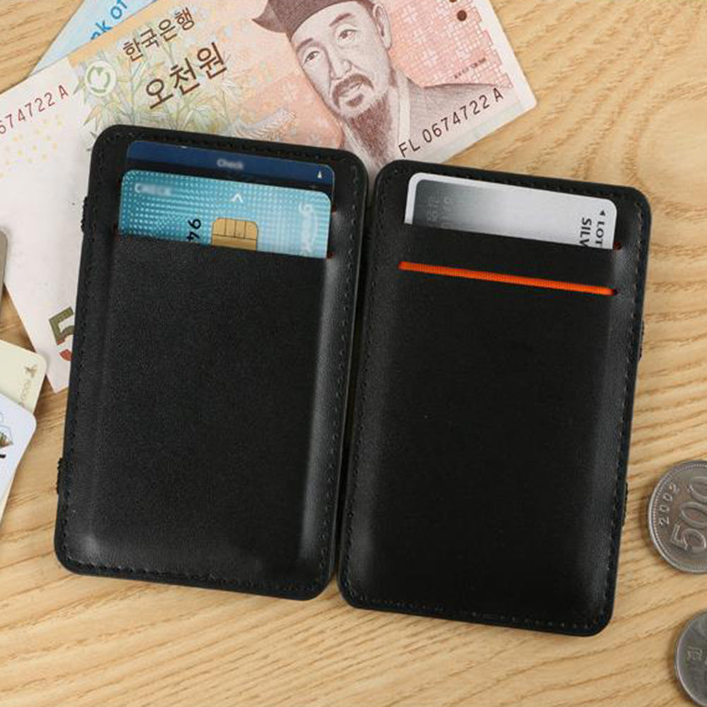 Men's Faux Leather Money Clip ID Credit Card Holder Business Pocket Wallet Purse