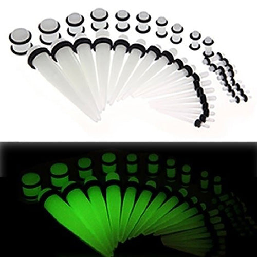 36Pcs/Set Unisex Acrylic Glow Ear Taper Plug Stretching Gauges Ear Expander Kit
