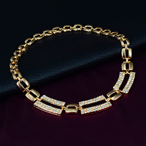 Formal Party Crystal Chain Charm Necklace Earring Bracelet Ring Jewelry Set Gift