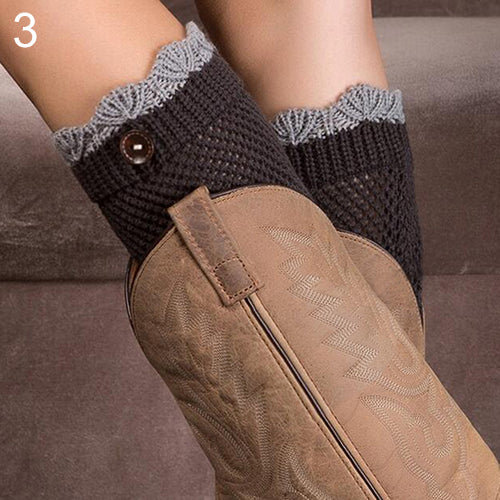 Women Crochet Knitted Lace Trim Boot Cuffs Toppers Leg Warmers Winter Socks