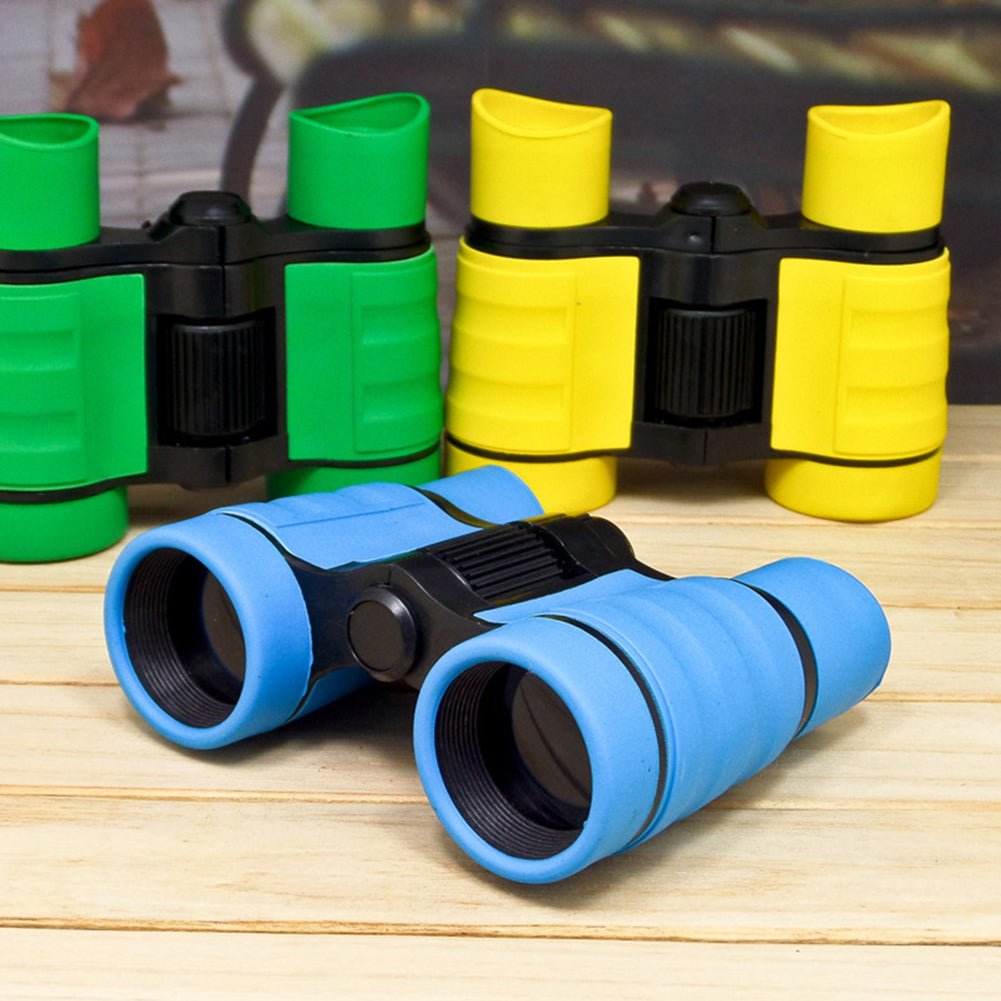 4X Magnification 30mm Objective Colorful Kids Child Mini Compass Binoculars Toy