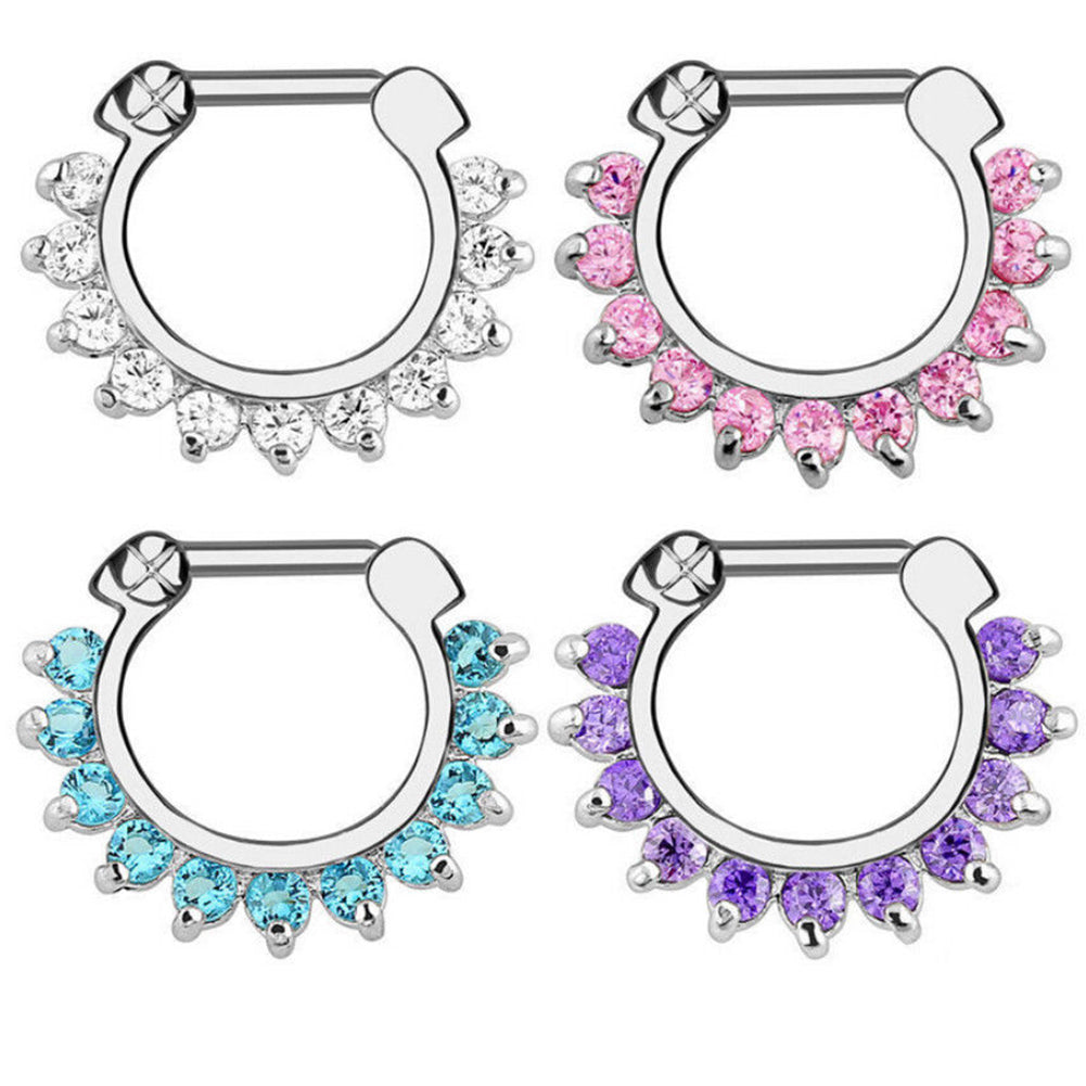 Women's CZ Nose Ring Piercing Fashion Hinged Clicker Hoop Septum Jewelry Party