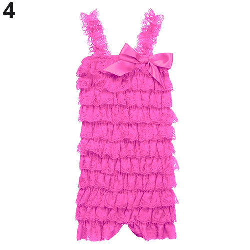 Girls' Lovely Cutie Bowknot Lace Ruffle Petti Toddler Baby Sling Romper Jumpsuit
