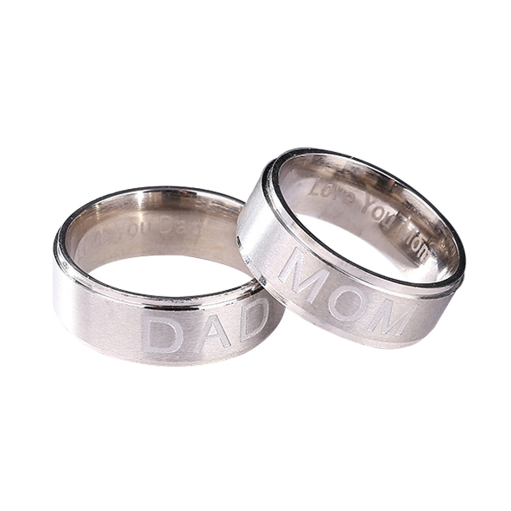 Fashion Mom Dad Stainless Steel Carving Ring Gift Party Wedding Cocktail Jewelry