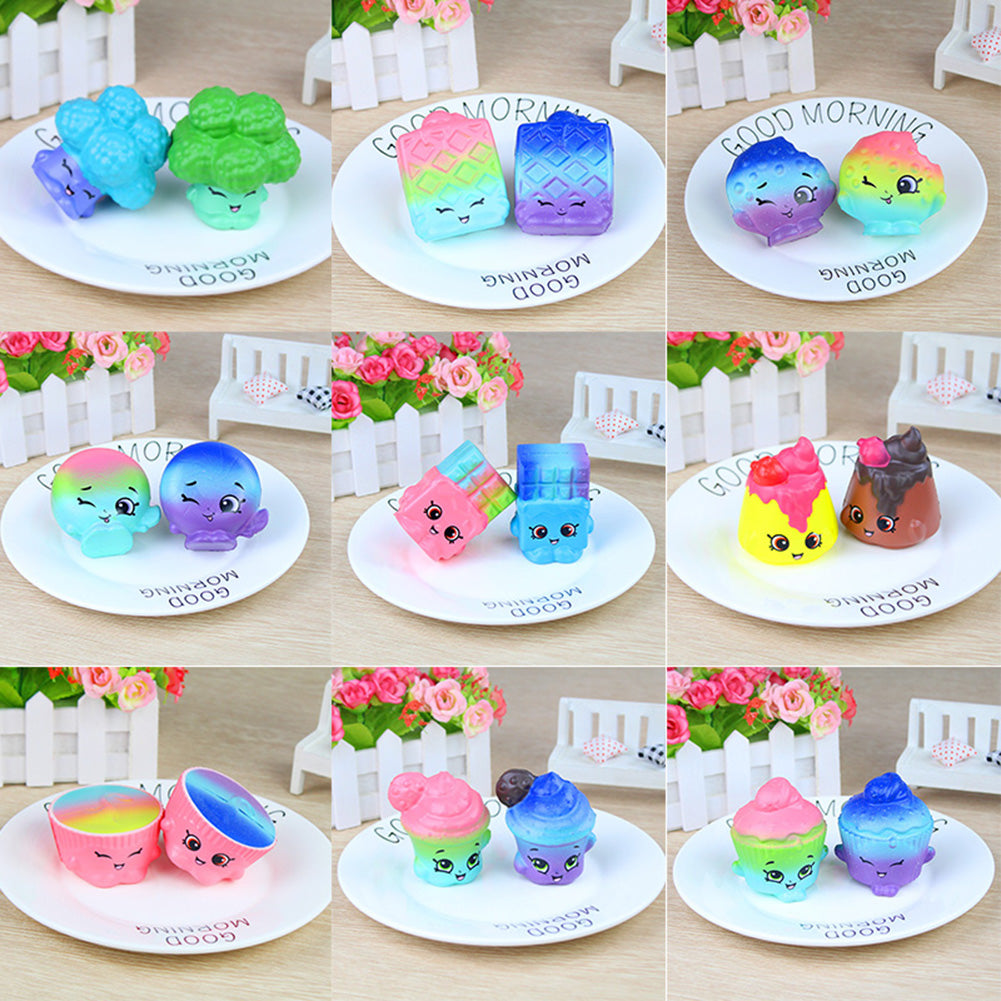 2Pcs Squishy Slow Rising Galaxy Broccoli Cake Stress Reliever Kids Squeeze Toys