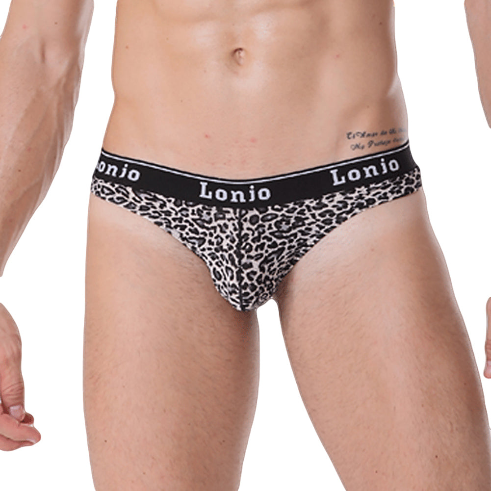 Sexy Men Breathable Thong Underwear Briefs Bulge Pouch Leopard Underpants