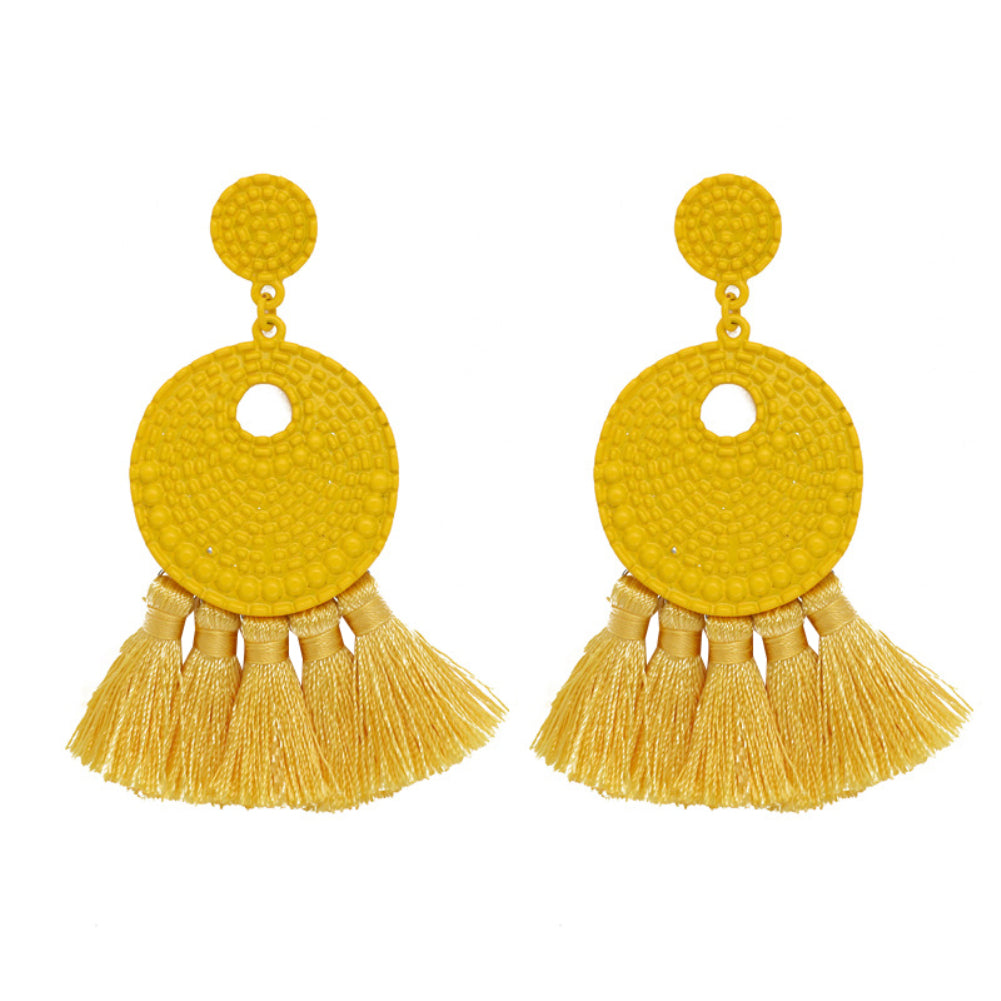 Vintage Round Tassel Earrings Club Party Accessory Women Jewelry Birthday Gift
