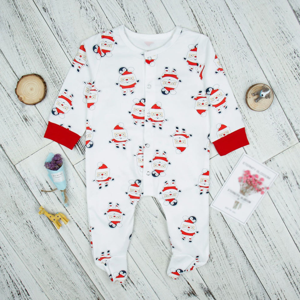 Cartoon Baby Santa Claus Long Sleeve Romper Christmas One-piece Jumpsuit
