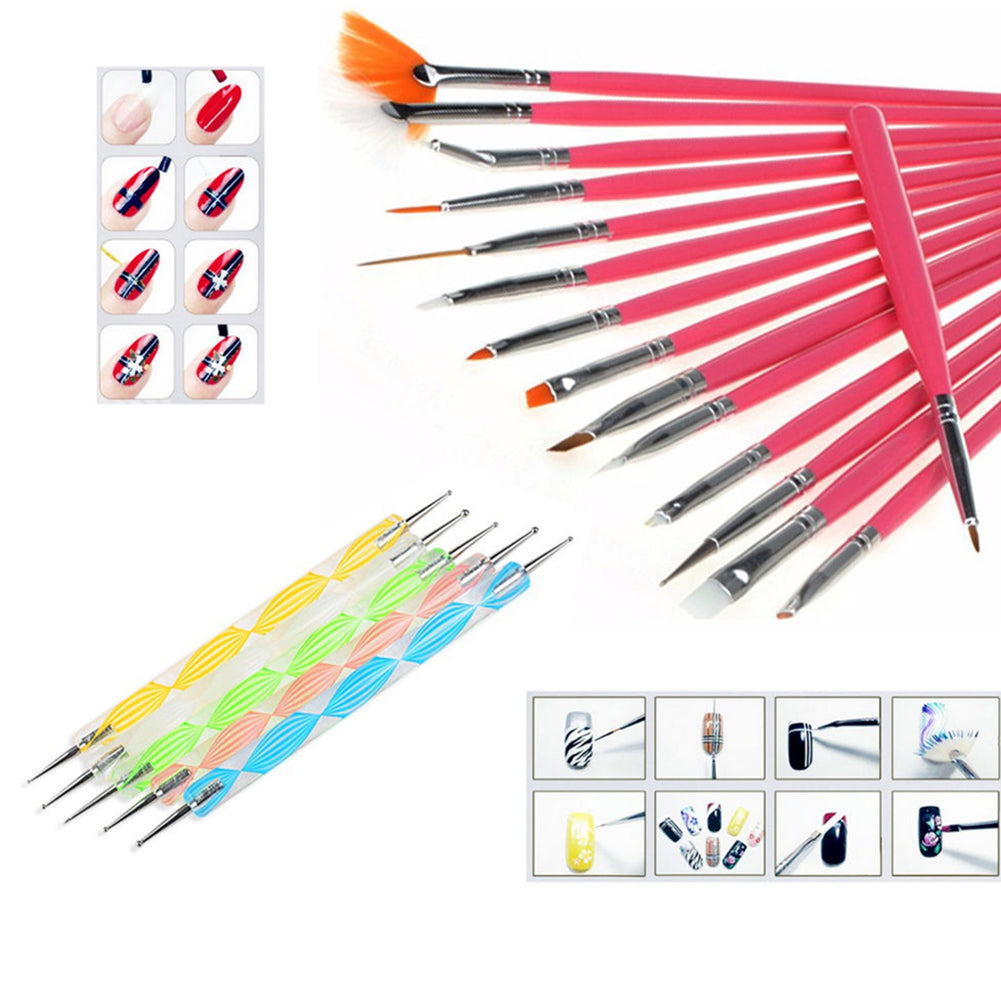 20 Pcs/Set Pro DIY Nail Art Design Painting Drawing Dotting Tool Brushes Pen