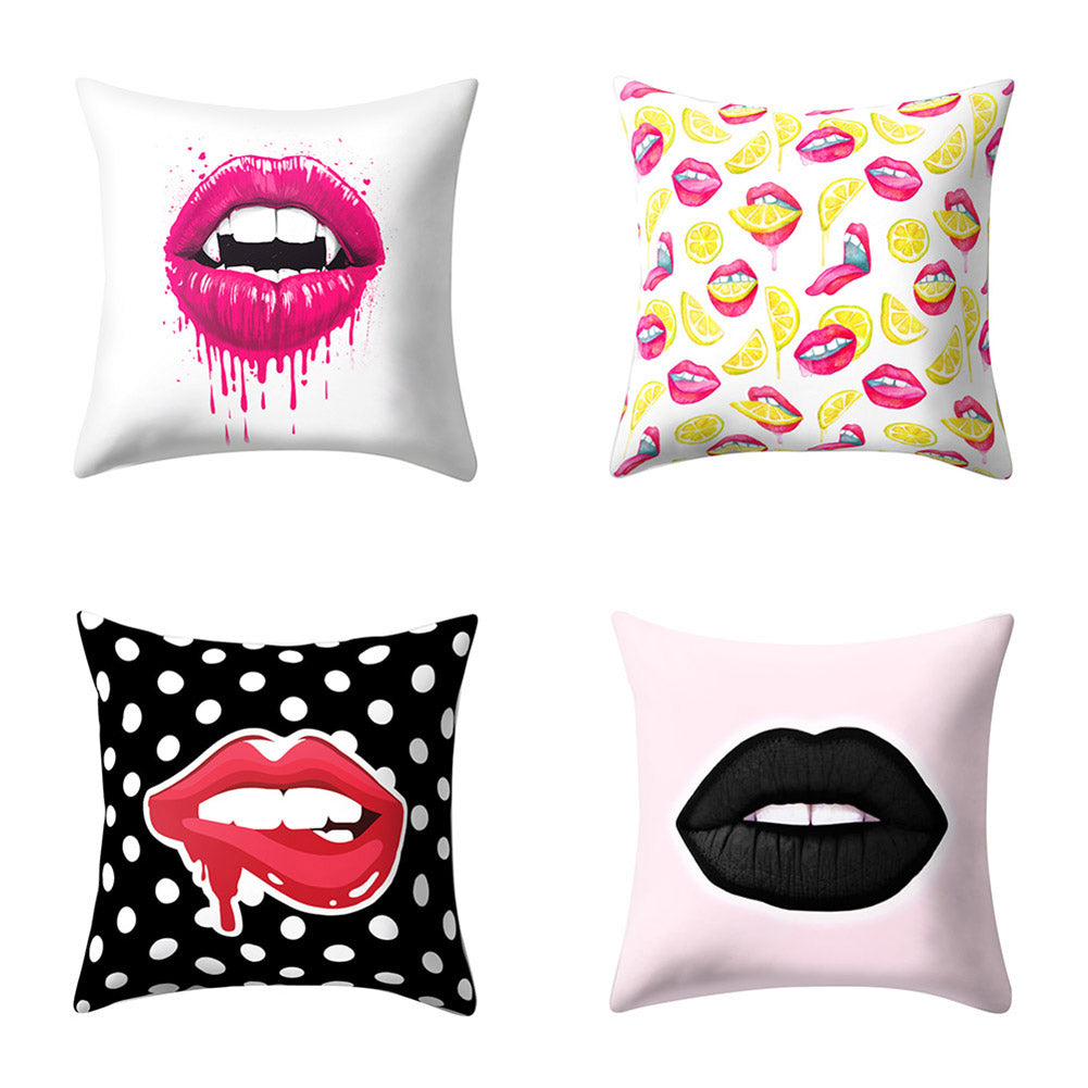 Sexy Lip Peach Skin Cushion Cover Square Throw Pillowcase Coffee House Bar Decor