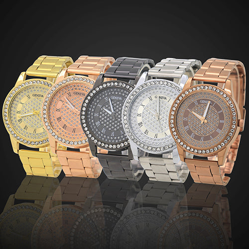 Men's Women's Fashion Rhinestone Inlaid Wristwatch Luxury Analog Business Watch