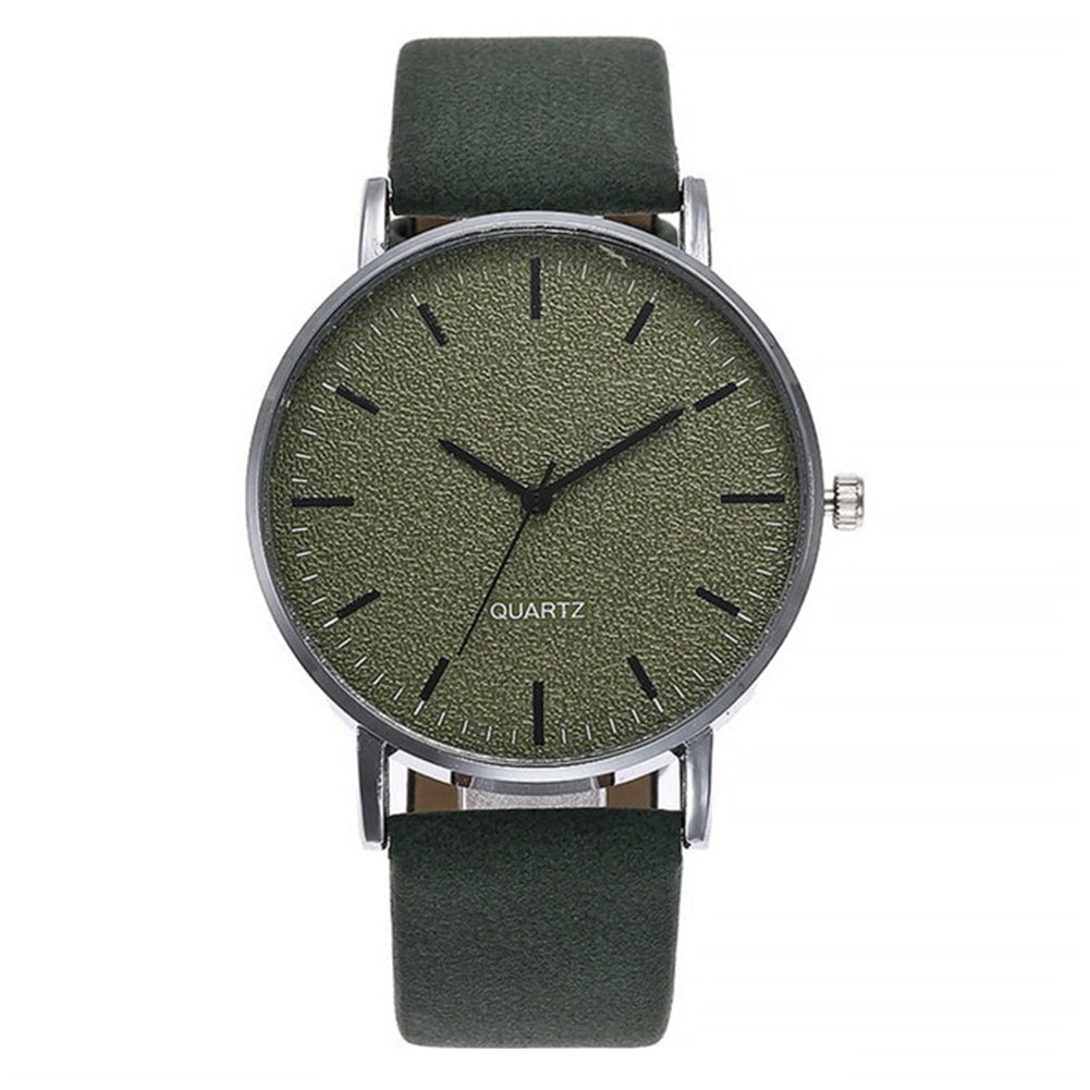 Simple Women Men Analog Quartz Round Dial Faux Leather Strap Wrist Watch Gift