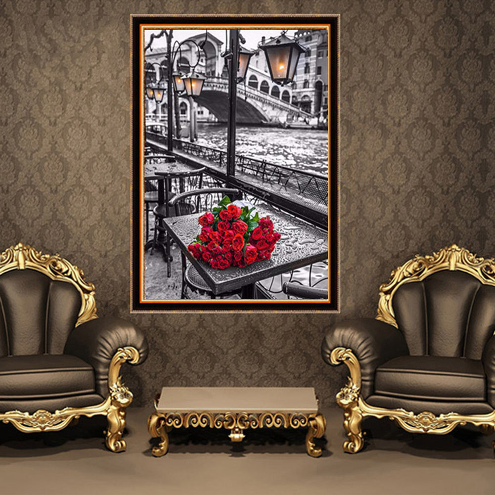 5D DIY Diamond Painting Rose Flower Landscape Wall Art Gift Home Wedding Decor