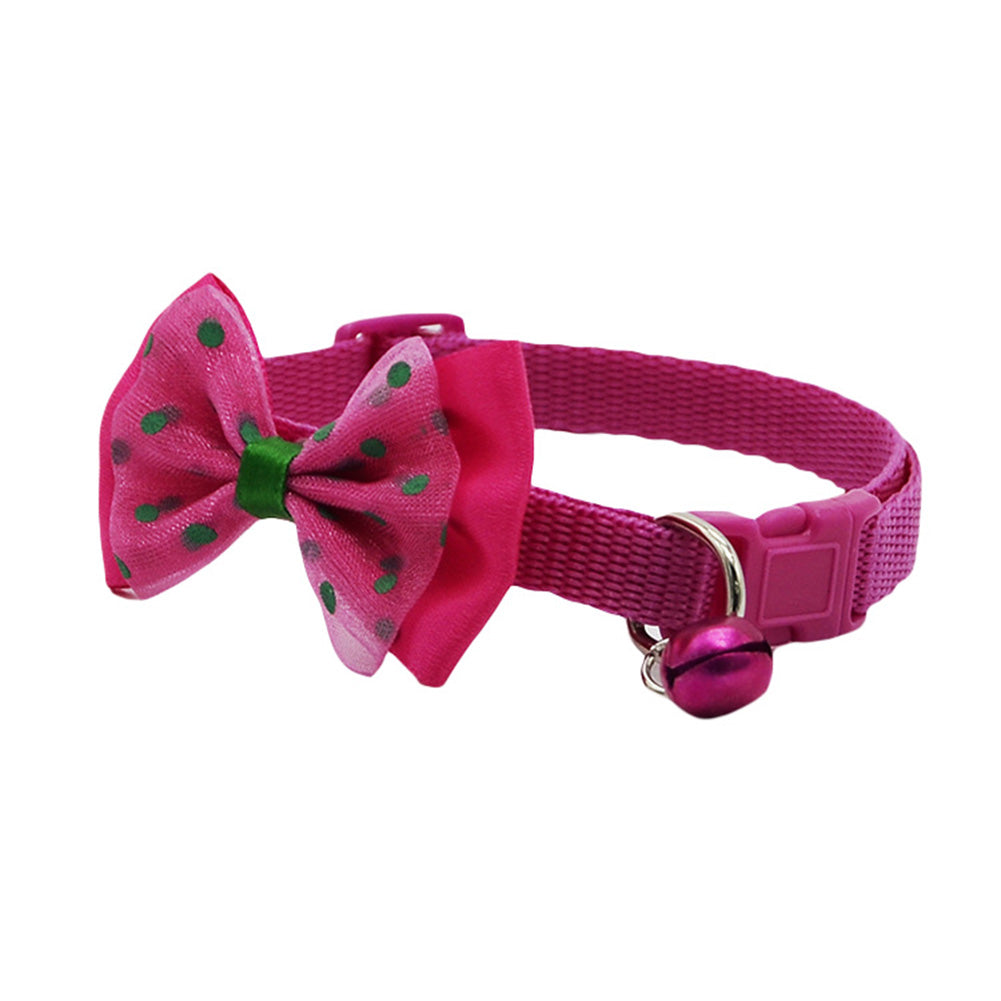 Cute Pet Cat Dog Puppy Adjustable Bowknot Bell Collar Party Necklace Neck Strap
