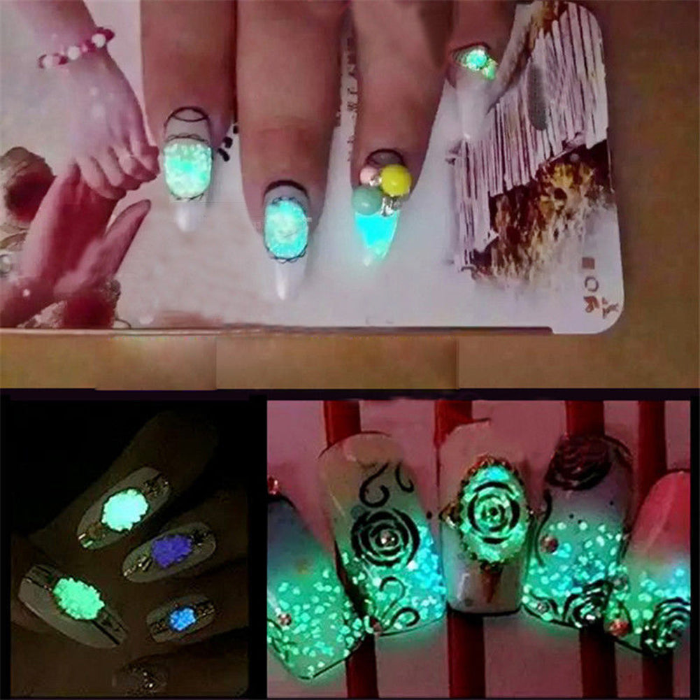 Glitter Beauty Nail Art Luminous Powder Sticker Acrylic Manicure Tips DIY Decor
