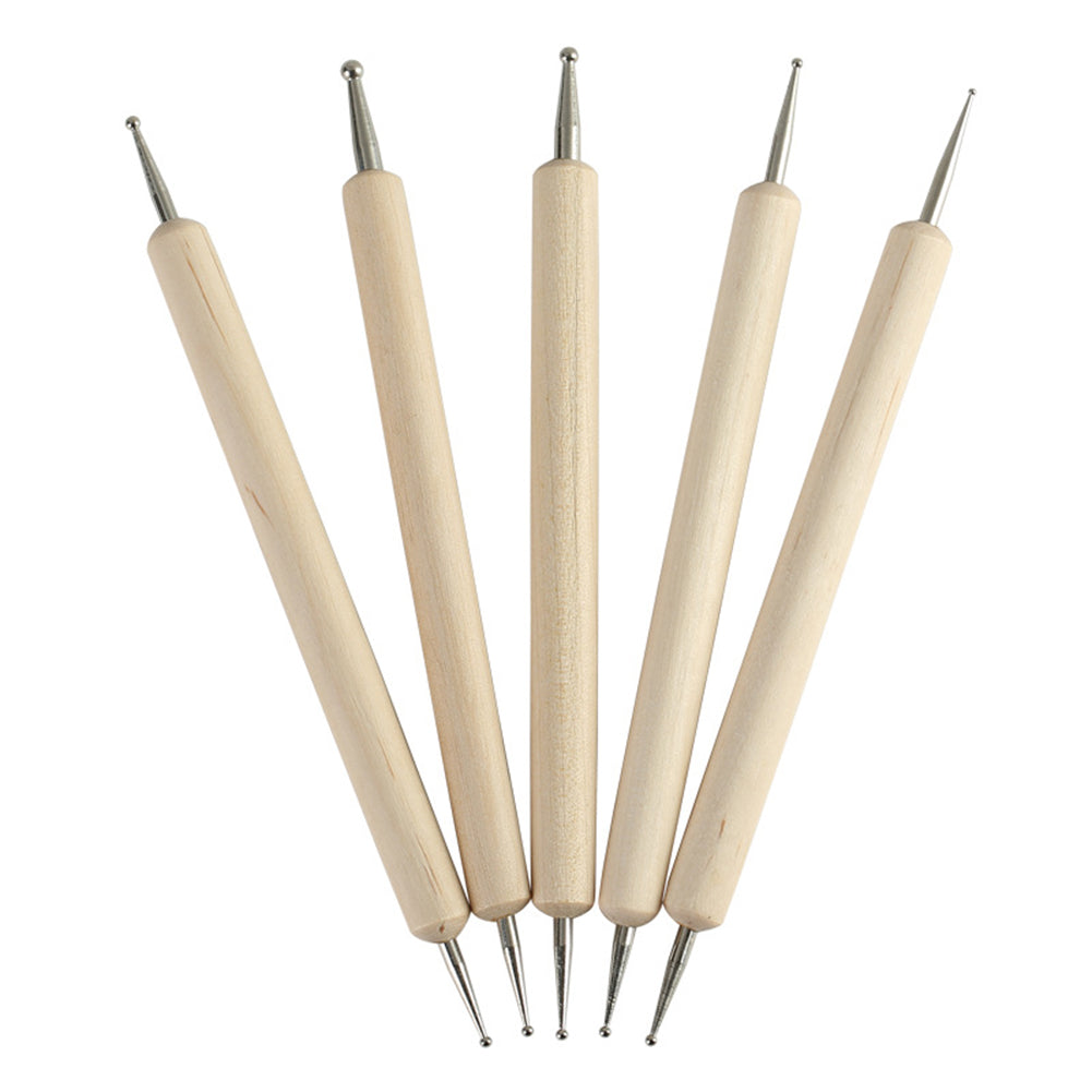 5Pcs/Set Pro 2-Way Wooden Nail Art Dotting Dot Pen Painting DIY Manicure Tools