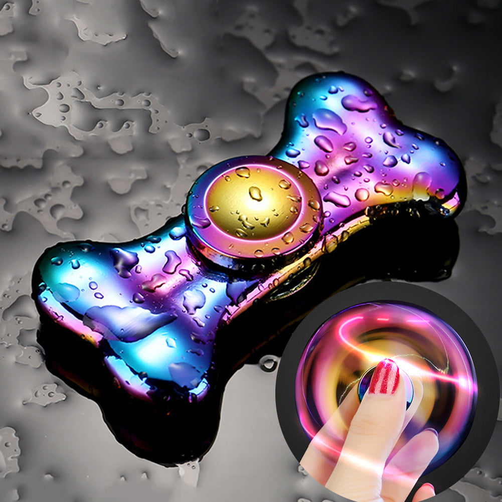 EDC Rainbow Bone Shape Hand Spinner Focus Fidget Finger Desk Toy for ADHD ADD