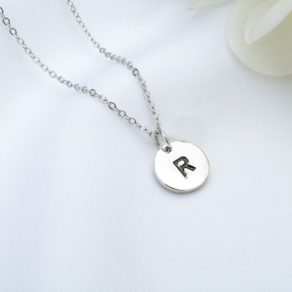 Fashion Simple Letter Round Pendant Chain Necklace Women's Jewelry Party Gift