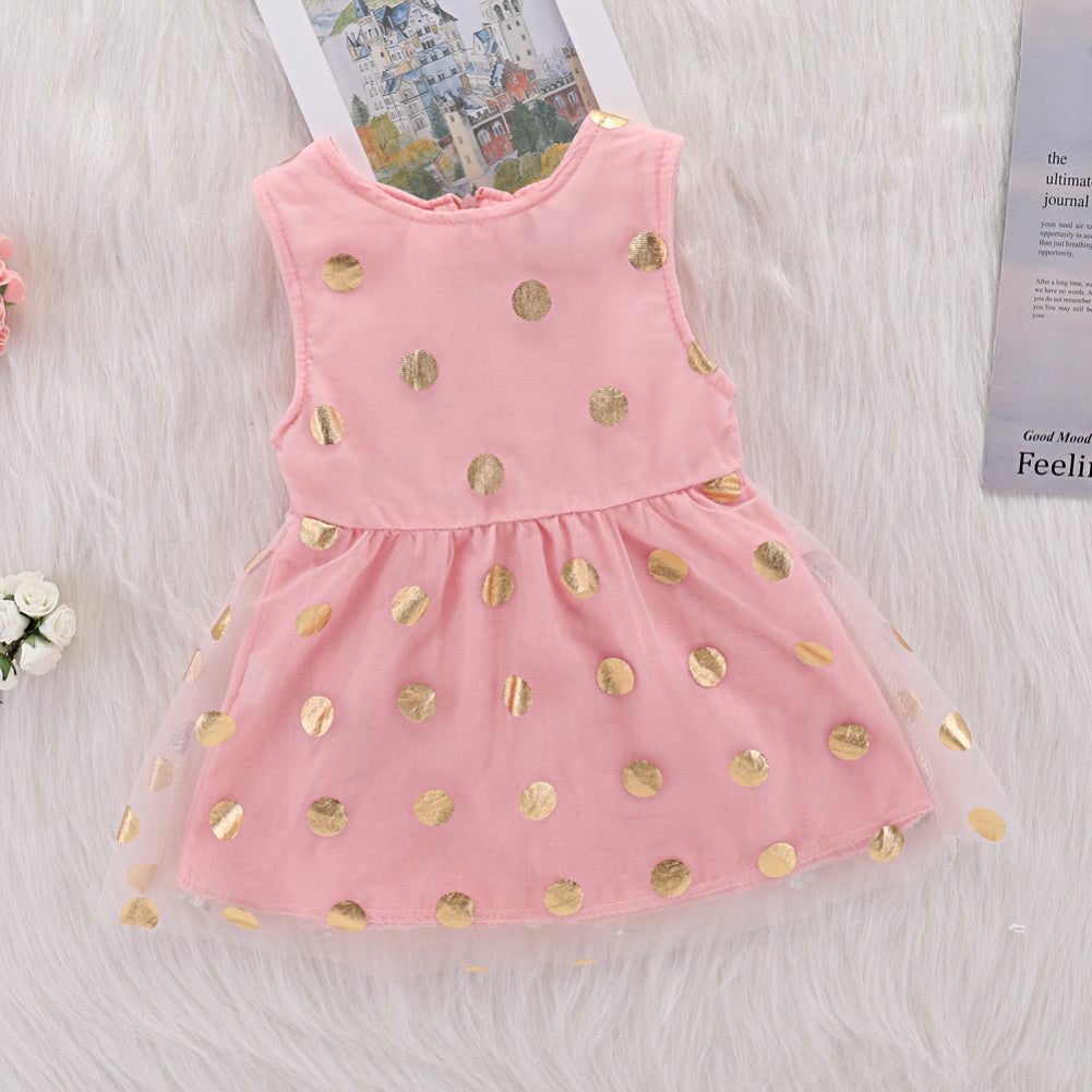 Princess Toddler Baby Girl Fashion Gilding Dots Gauze Sundress Sleeveless Dress