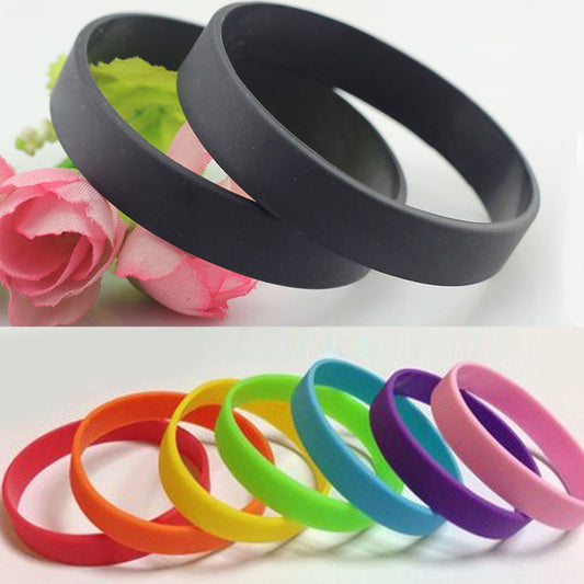 2 Pcs Men Women Silicone Wristbands Solid Color Sports Bracelet Bangle Gift