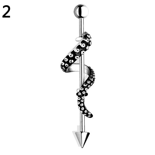 1Pc Men Women Arrow Punk Barbell Wrapped Octopus Tentacle Earring Body Piercing