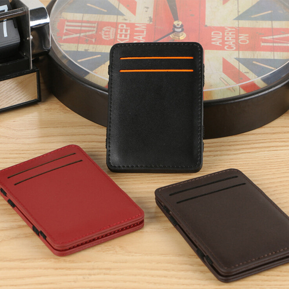 Men's Faux Leather Money Clip ID Credit Card Holder Business Pocket Wallet Purse